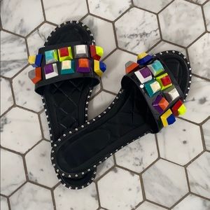 Color block slides size 7.5